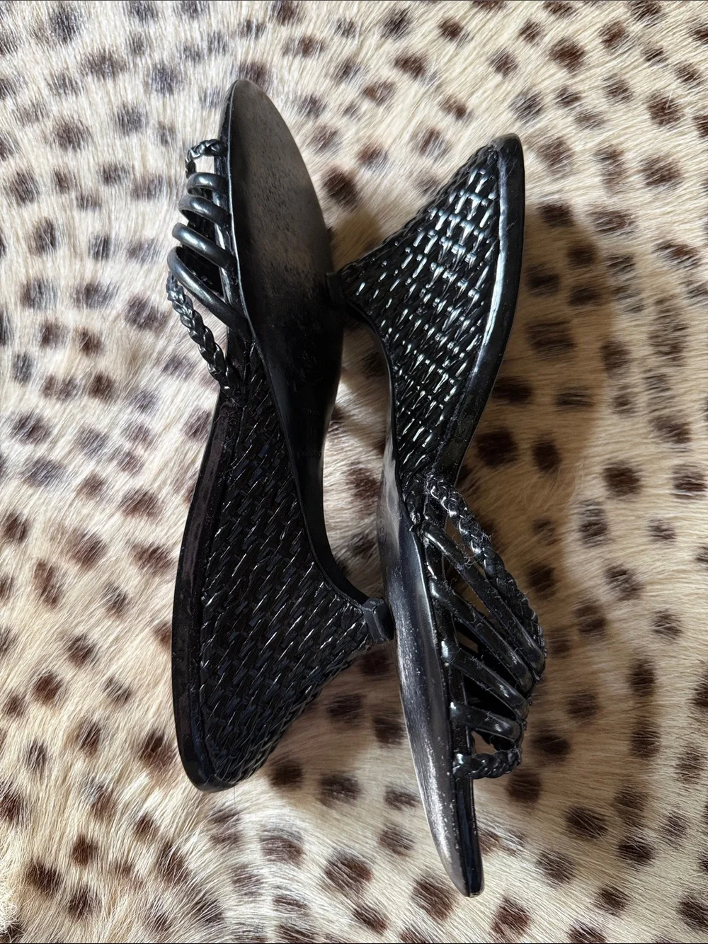 Prada Vernice Glamour Nero Wedge Sandal